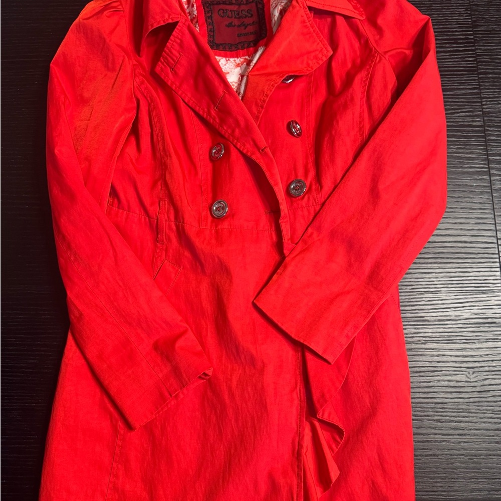 Vintage Guess Women's Red Trench Coat